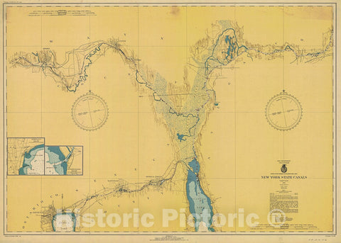 Historic Nautical Map - New York State Canals, 1942 NOAA Chart - Vintage Wall Art