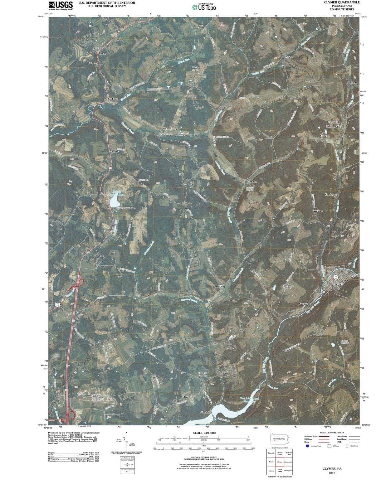 2010 Clymer, PA - Pennsylvania - USGS Topographic Map