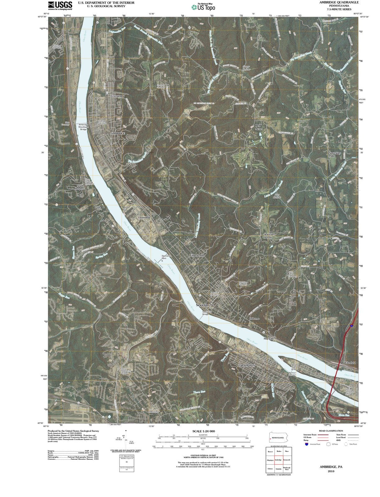 2010 Ambridge, PA - Pennsylvania - USGS Topographic Map