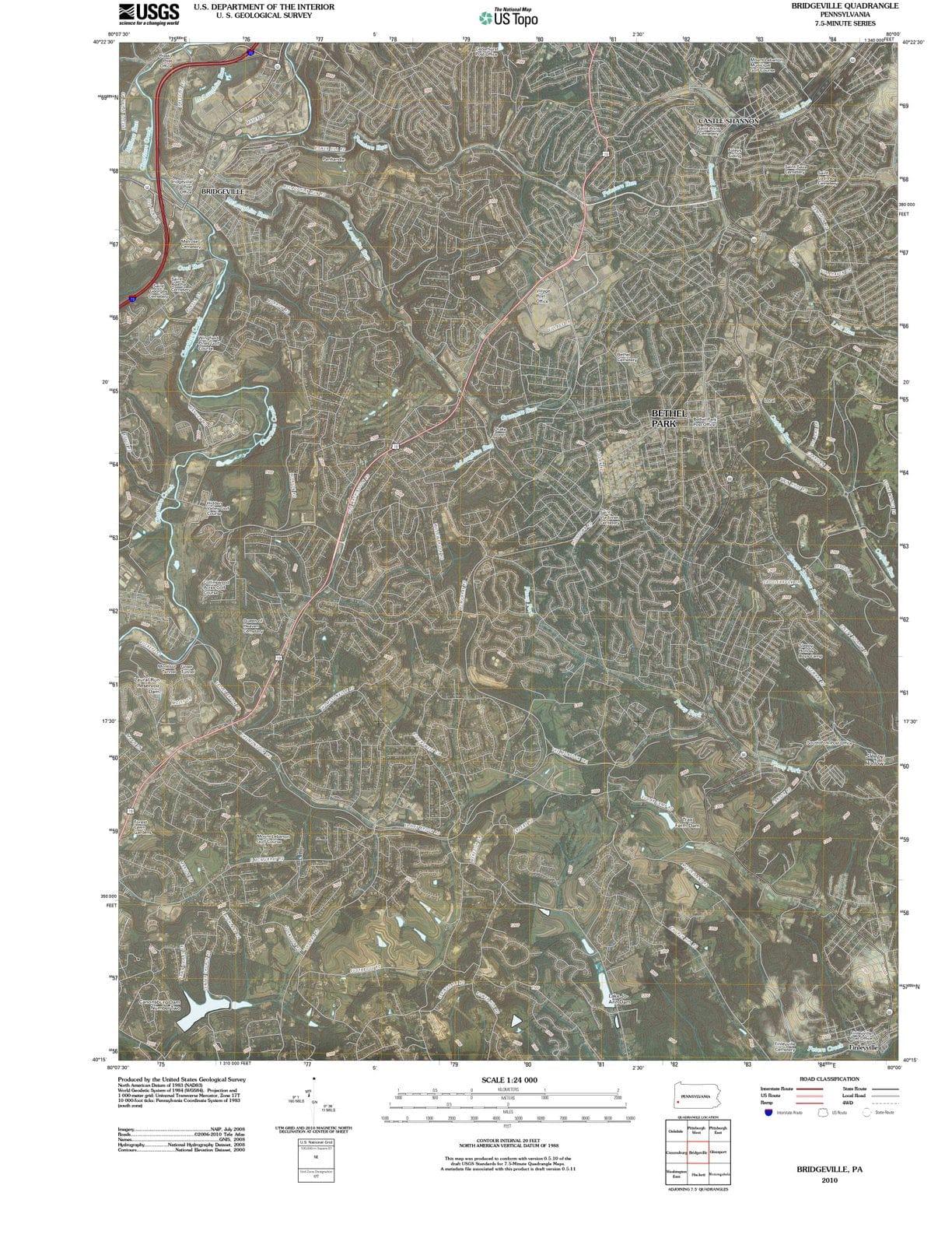 2010 Bridgeville, PA - Pennsylvania - USGS Topographic Map