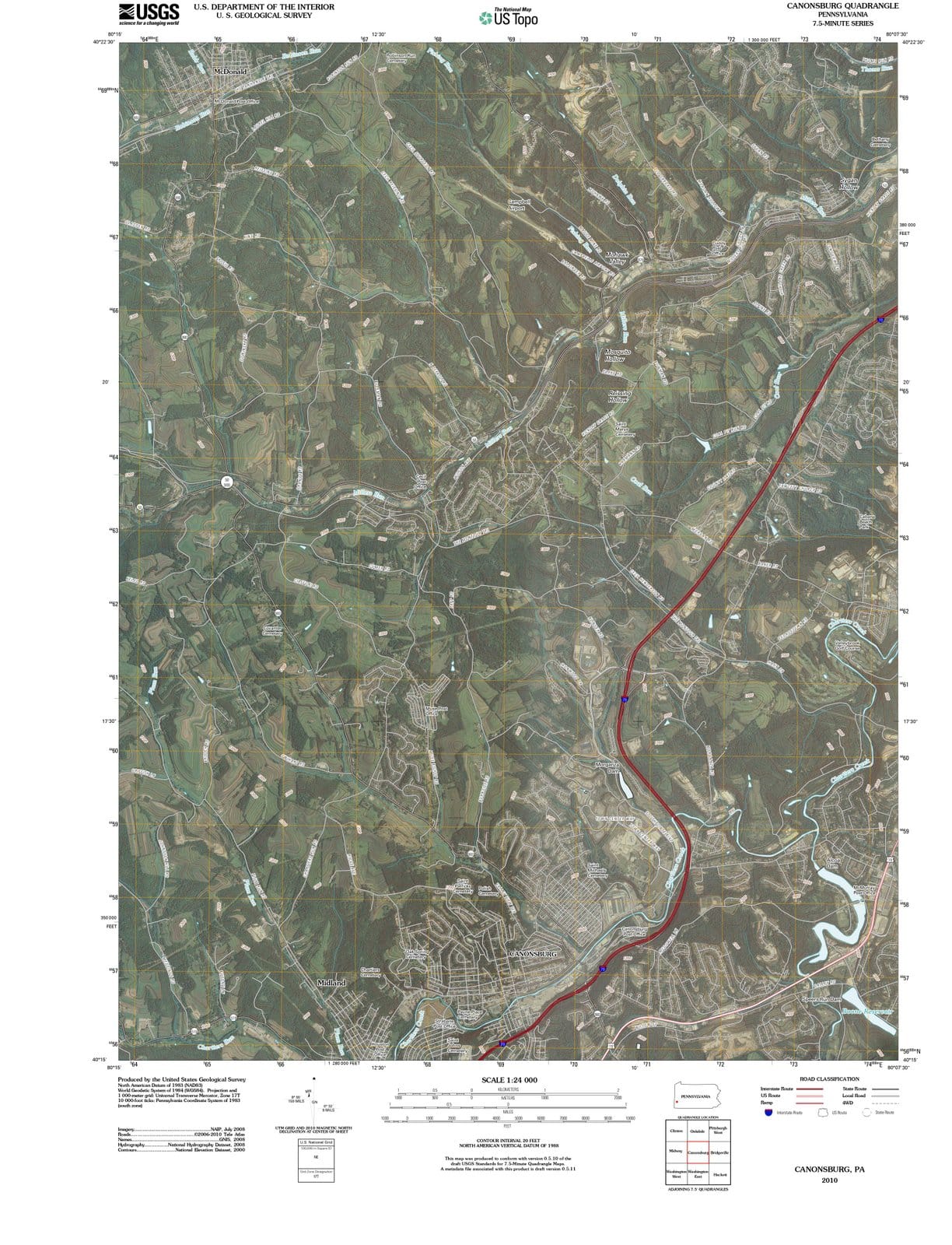 2010 Canonsburg, PA - Pennsylvania - USGS Topographic Map