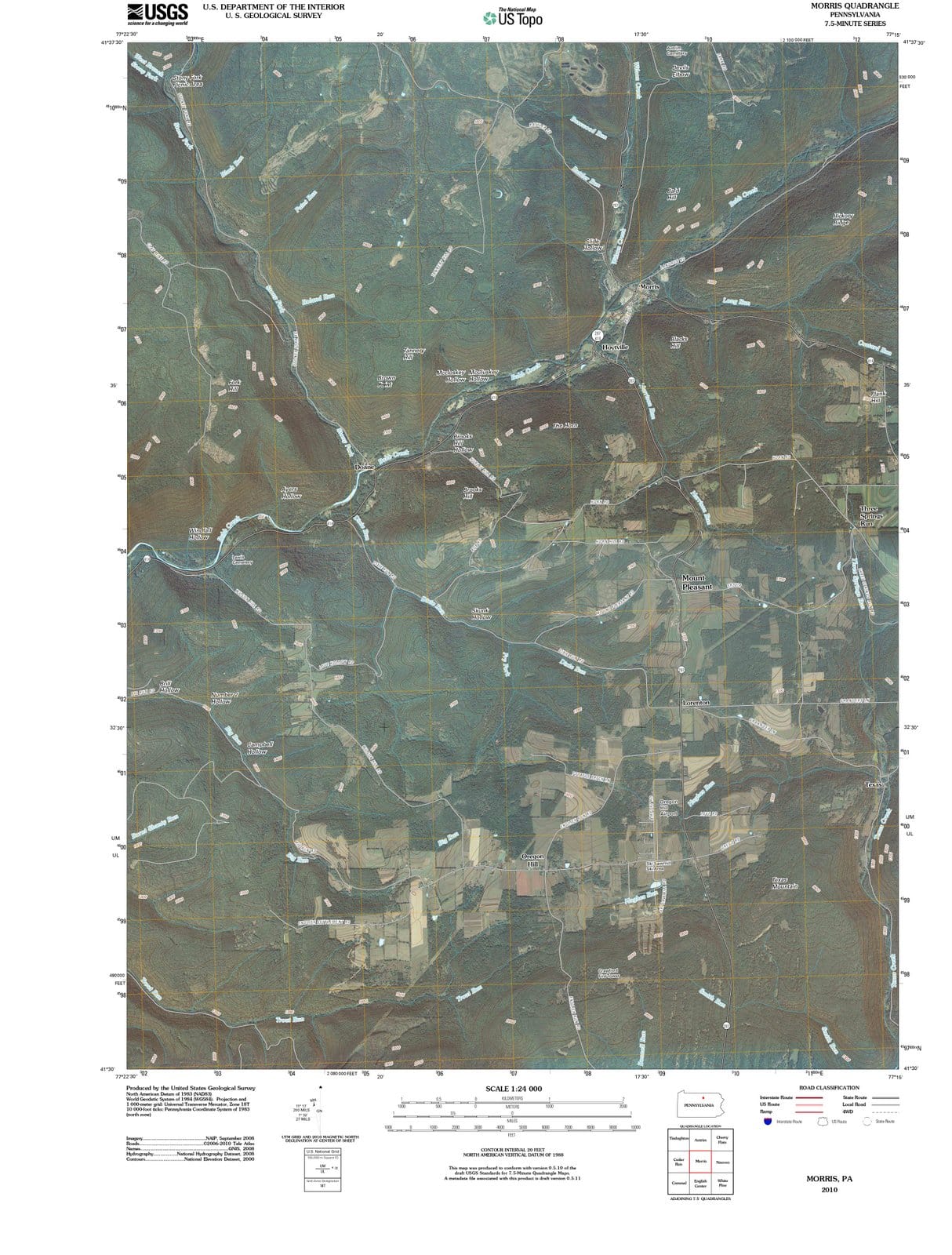 2010 Morris, PA - Pennsylvania - USGS Topographic Map