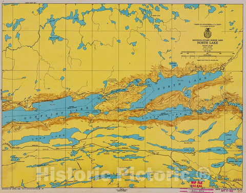 Historic Nautical Map - Minnesota-Ontario Border Lakes North Lake, 1950 NOAA Chart - Vintage Wall Art