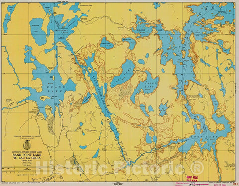 Historic Nautical Map - Minnesota-Ontario Border Lakes Sand Point Lake To Lac La Croix, 1950 NOAA Chart - Vintage Wall Art