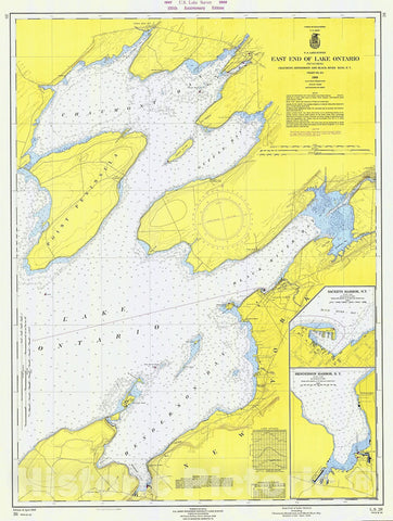 Historic Nautical Map - East End Of Lake Ontario Including Chaumont Henderson And Black River Bay, 1966 NOAA Chart - Vintage Wall Art