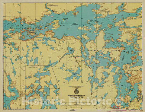 Historic Nautical Map - Minnesota-Ontario Border Lakes Lac La Croix, 1950 NOAA Chart - Vintage Wall Art