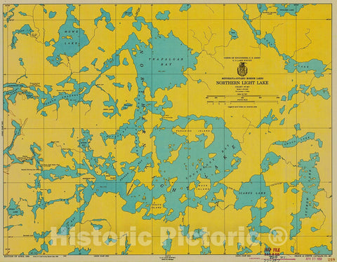 Historic Nautical Map - Minnesota-Ontario Border Lakes Northern Light Lake, 1950 NOAA Chart - Vintage Wall Art