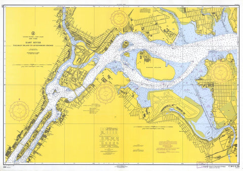 Historic Nautical Map - East River, Tallman Island To Queensboro Bridge, New York, 1959 NOAA Chart - Vintage Wall Art