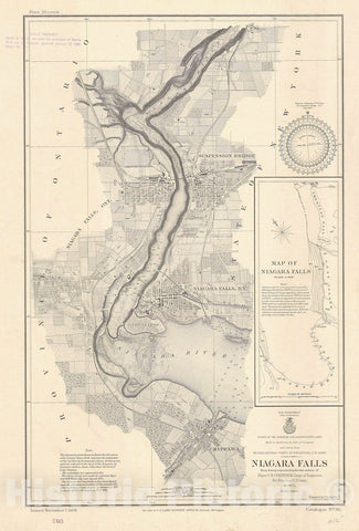 Historic Nautical Map - Niagara River From Above The Falls To Lake Ontario, 1909 NOAA Chart - Vintage Wall Art