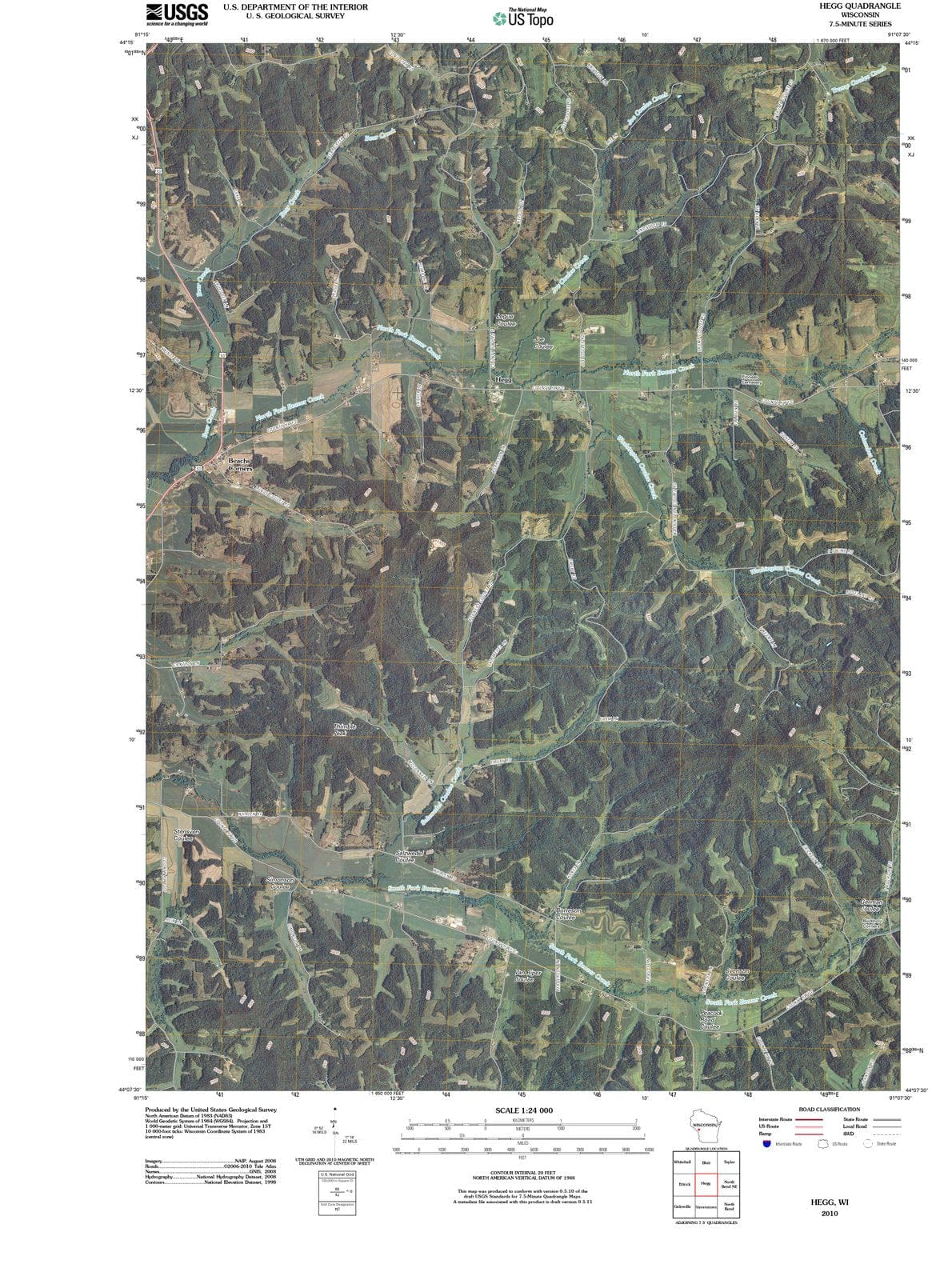 2010 Hegg, WI - Wisconsin - USGS Topographic Map