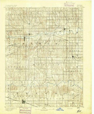 1893 Hill, KS - Kansas - USGS Topographic Map