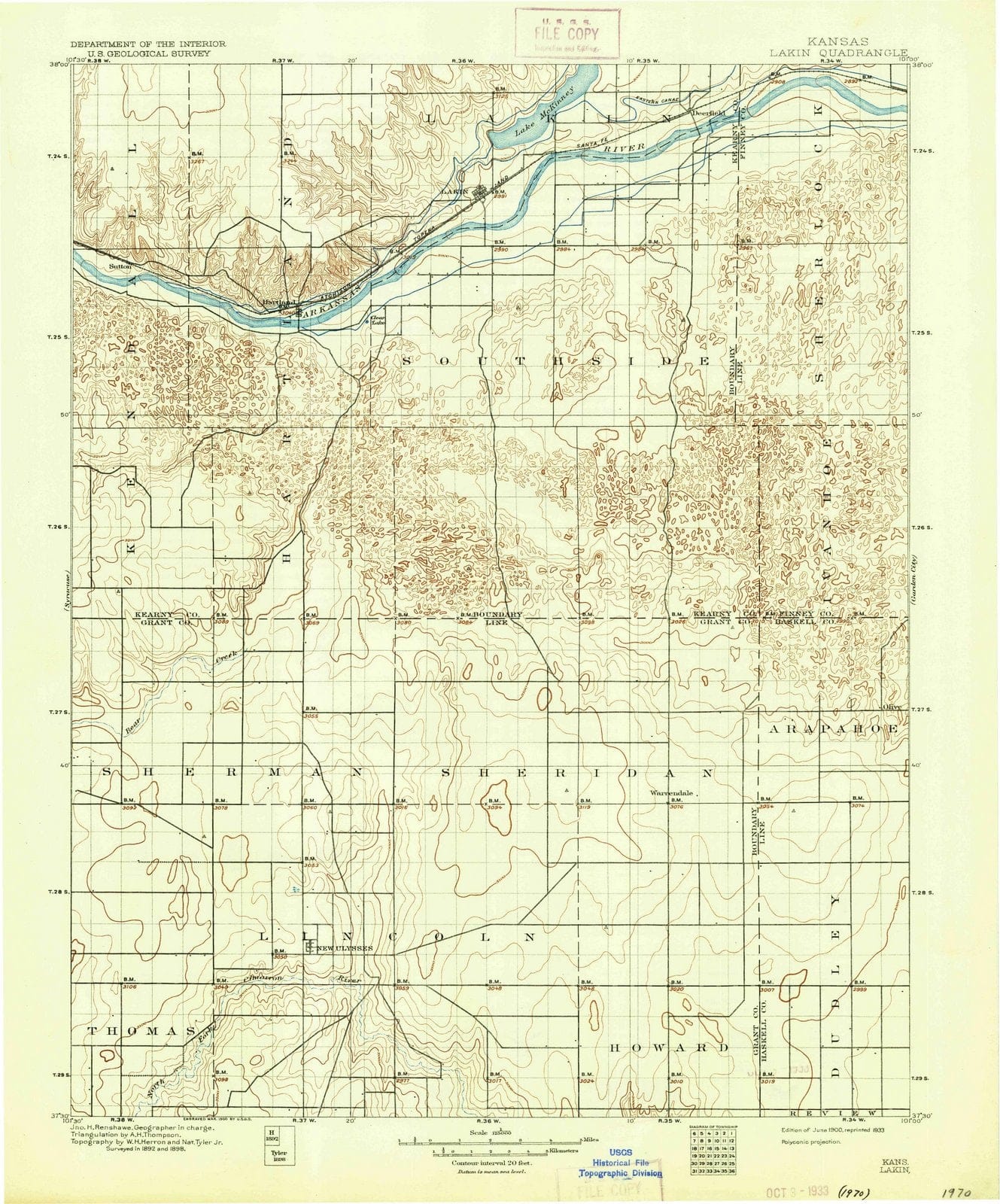 1900 Lakin, KS - Kansas - USGS Topographic Map