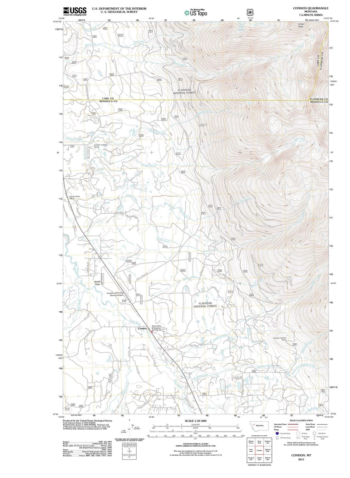 2011 Condon, MT Montana USGS Topographic Map Historic Pictoric