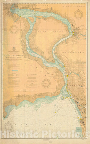 Historic Nautical Map - Upper Niagara River From Lake Erie To The Falls, 1917 NOAA Chart - Vintage Wall Art