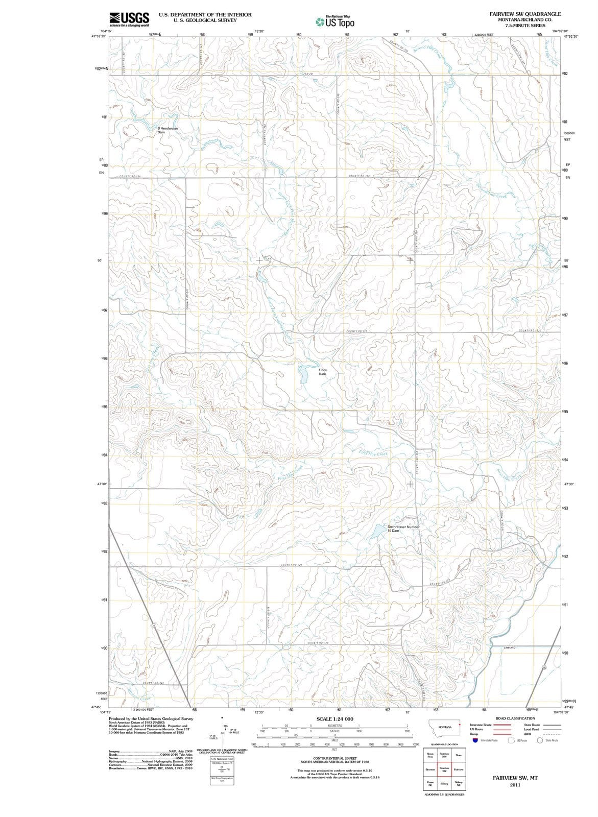 2011 Fairview, MT Montana USGS Topographic Map Historic Pictoric