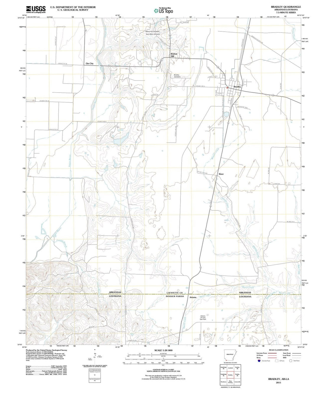 2011 Bradley, AR - Arkansas - USGS Topographic Map
