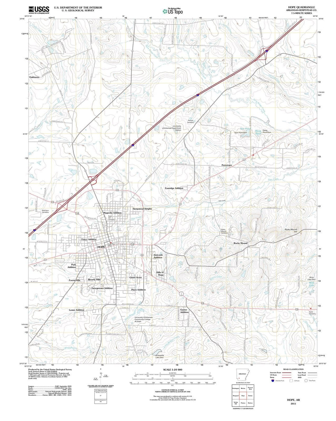 2011 Hope, AR - Arkansas - USGS Topographic Map