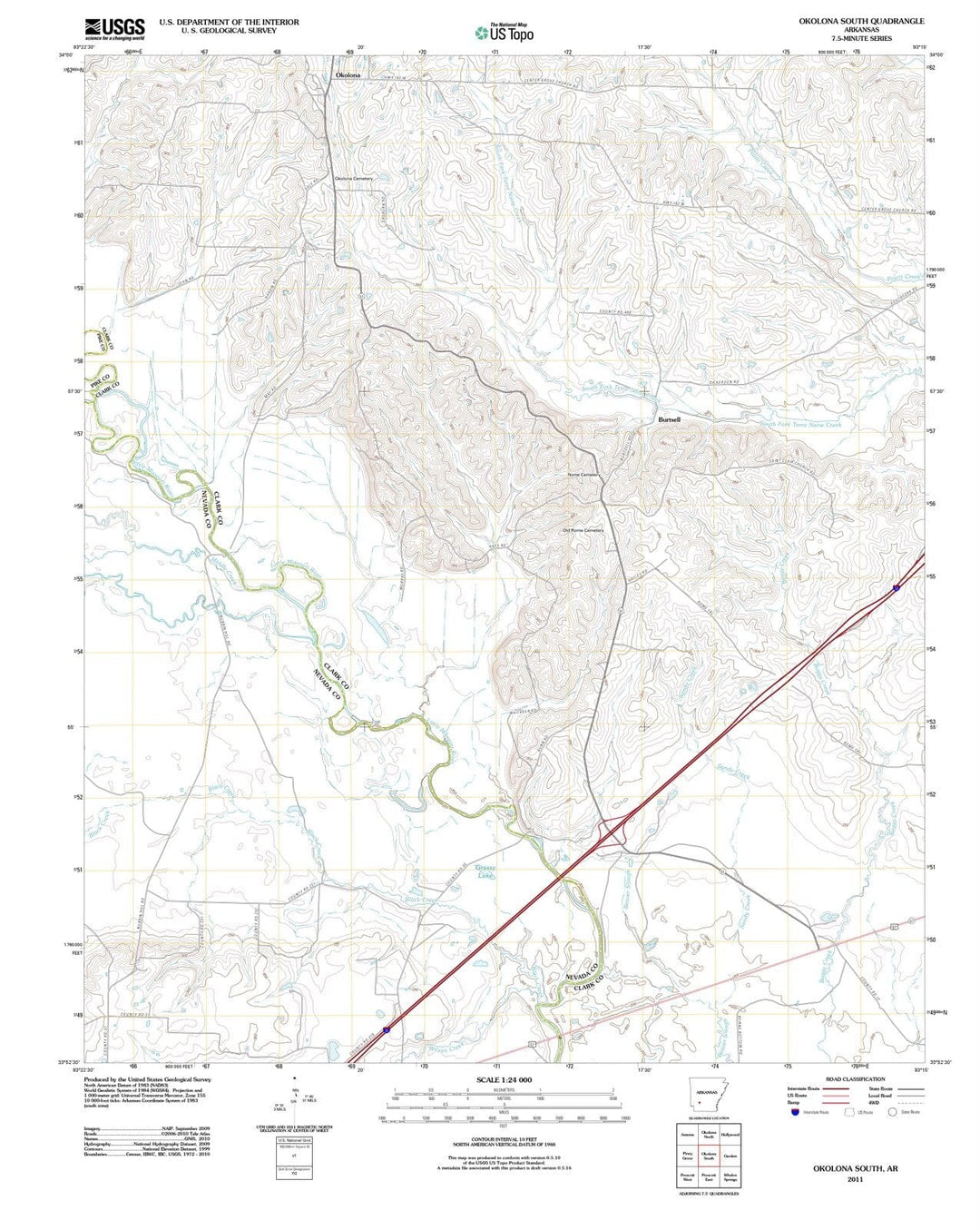 2011 Okolona South, AR - Arkansas - USGS Topographic Map
