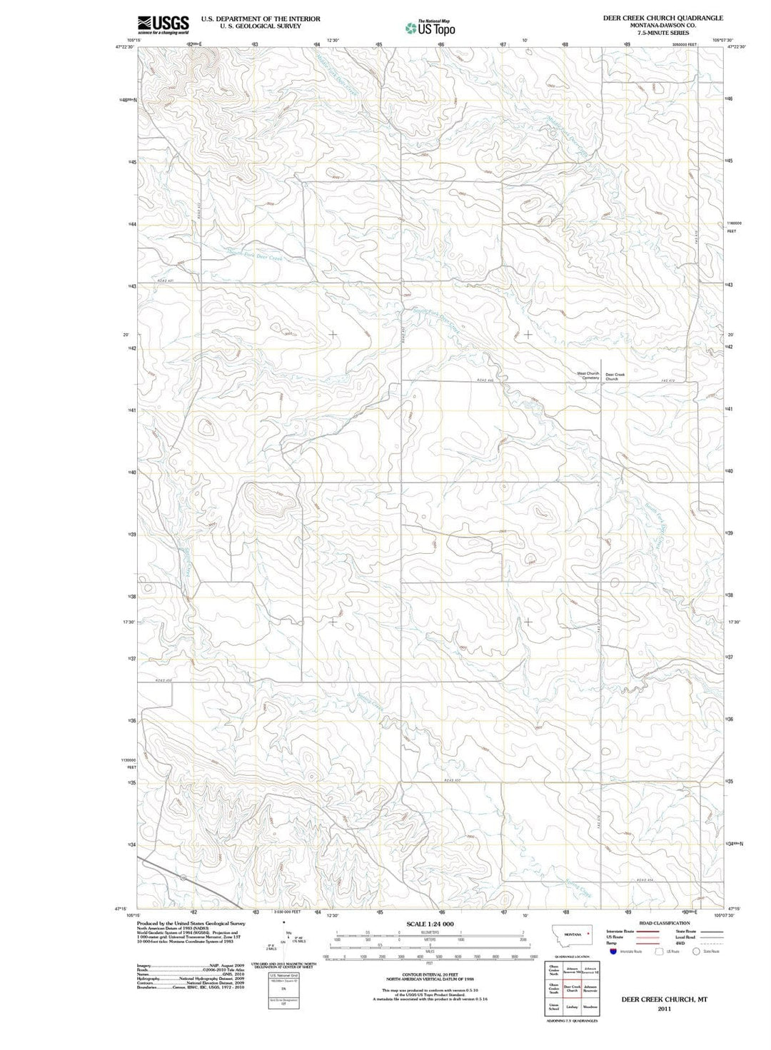 2011 Deer Creek Church, MT - Montana - USGS Topographic Map