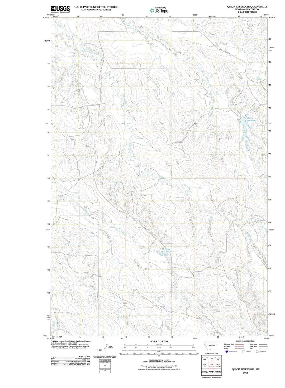 2011 Quick Reservoir, MT - Montana - USGS Topographic Map