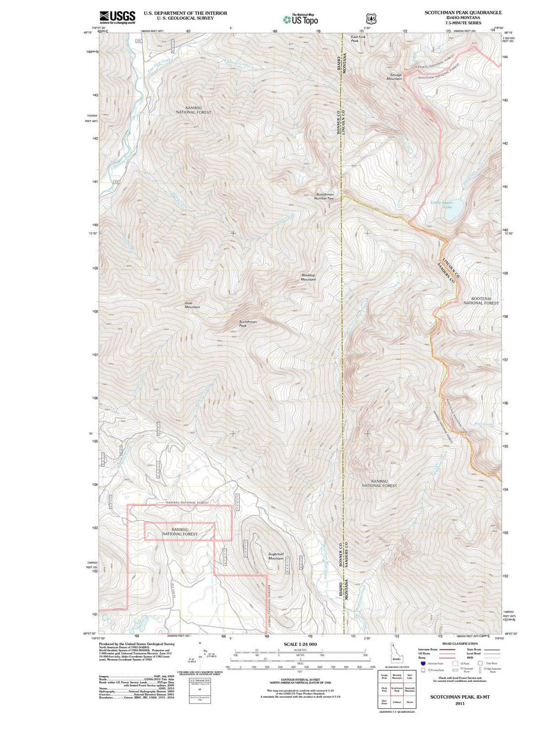 2011 Scotchman Peak, ID - Idaho - USGS Topographic Map