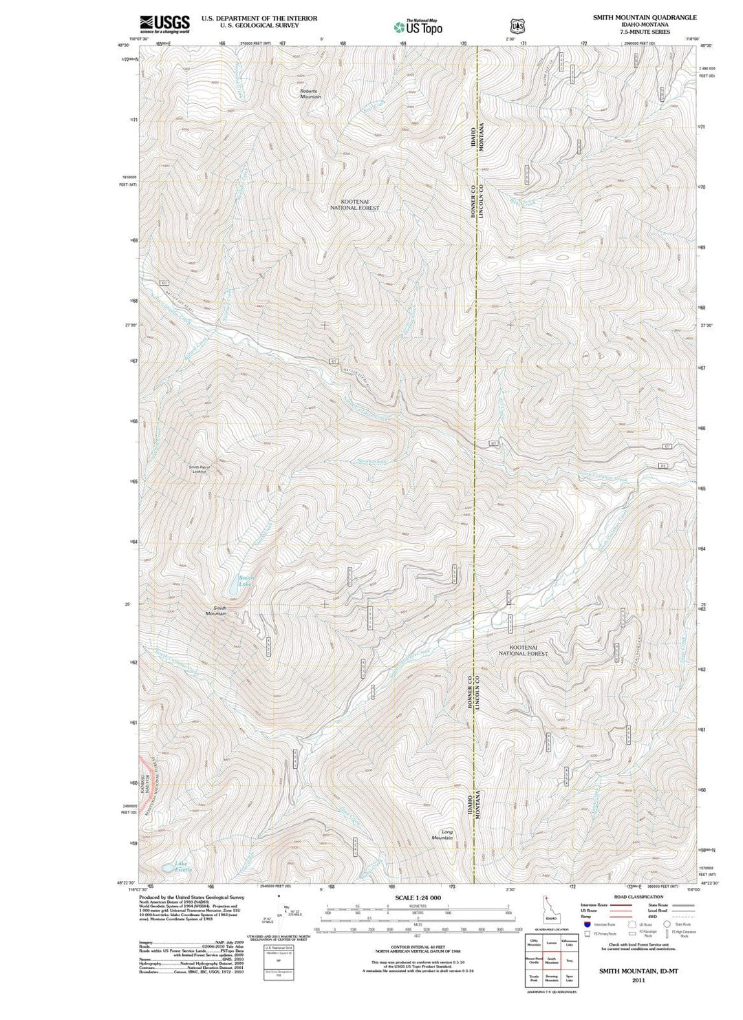 2011 Smith Mountain, ID - Idaho - USGS Topographic Map