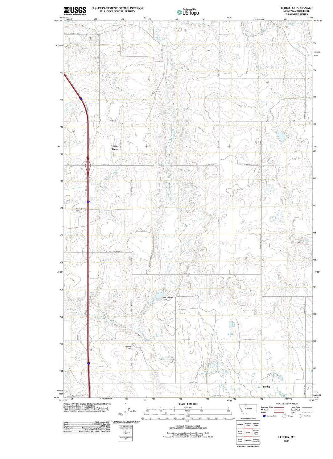2011 Ferdig, MT - Montana - USGS Topographic Map