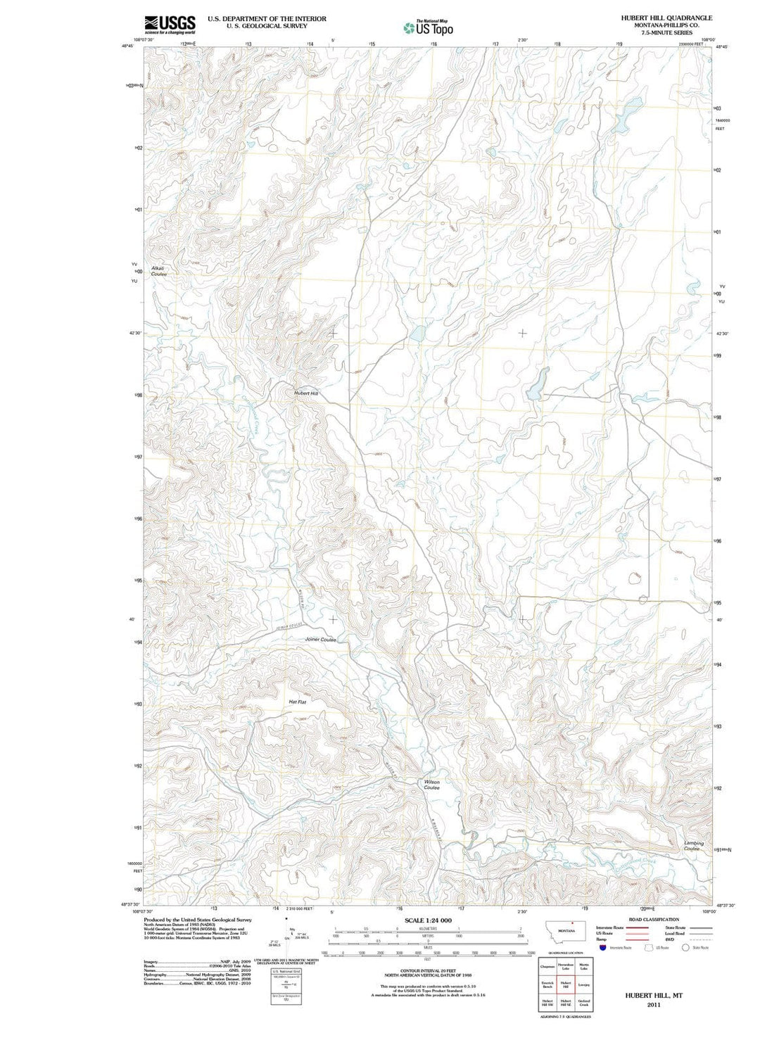 2011 Hubert Hill, MT - Montana - USGS Topographic Map