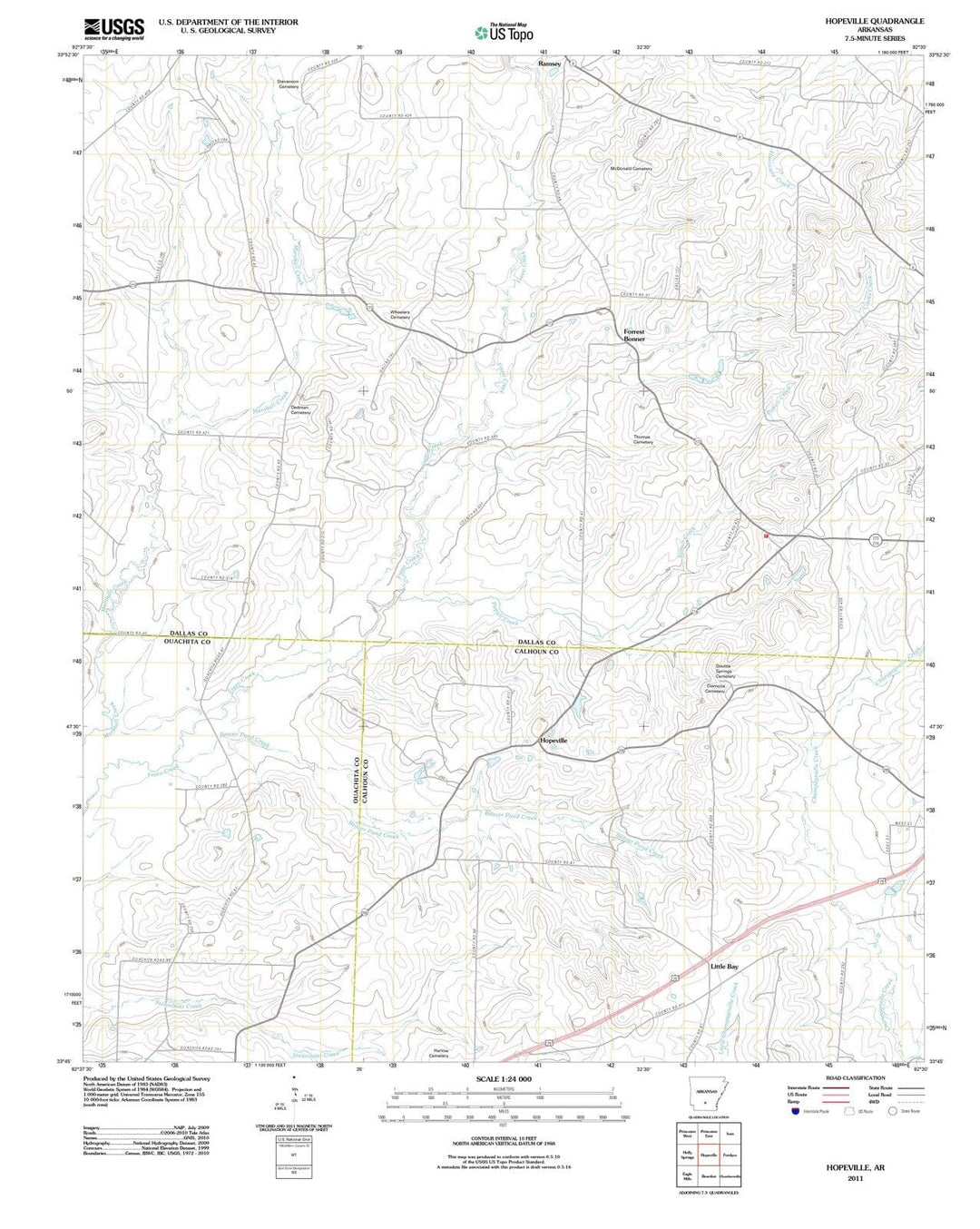 2011 Hopeville, AR - Arkansas - USGS Topographic Map