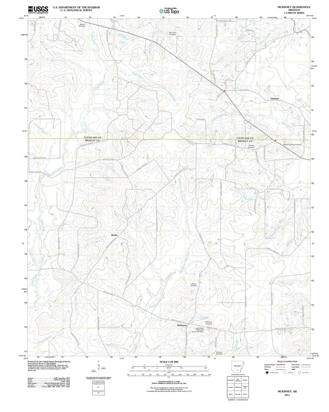 2011 McKinney, AR - Arkansas - USGS Topographic Map