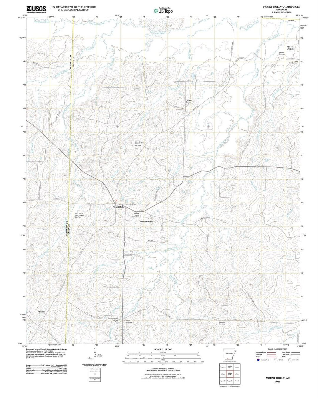 2011 Mount Holly, AR - Arkansas - USGS Topographic Map
