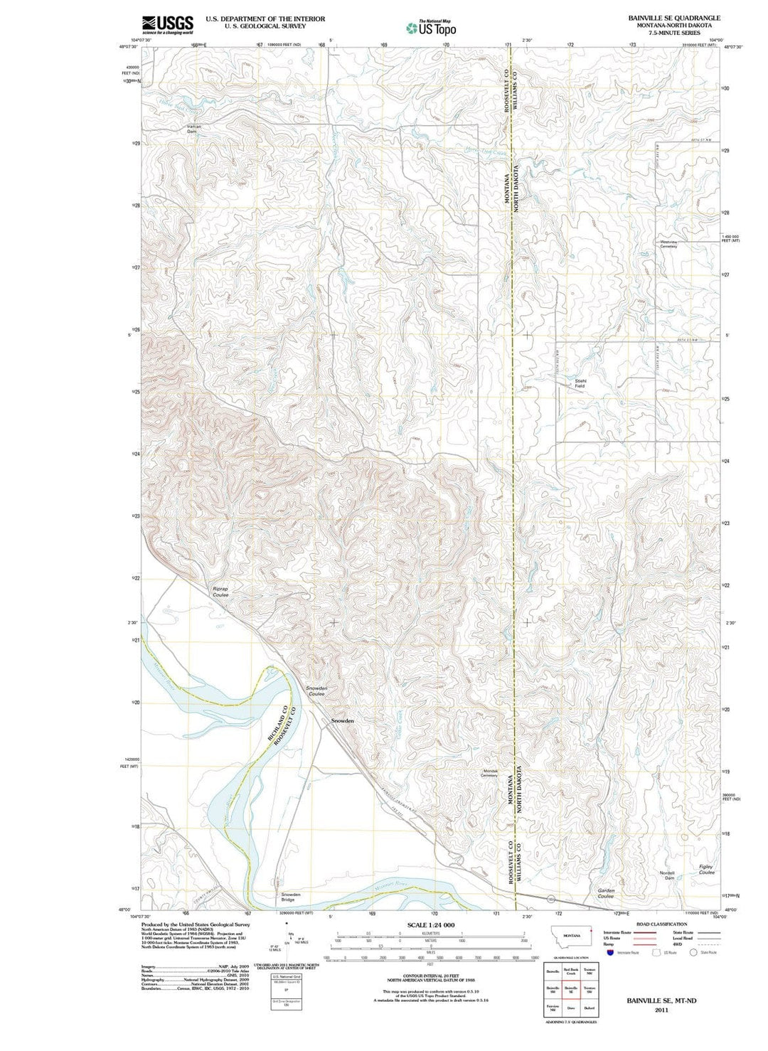 2011 Bainville, MT - Montana - USGS Topographic Map