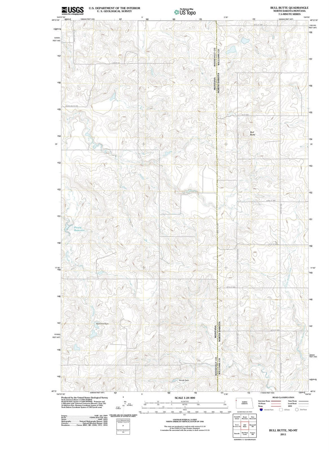 2011 Bull Butte, ND - North Dakota - USGS Topographic Map