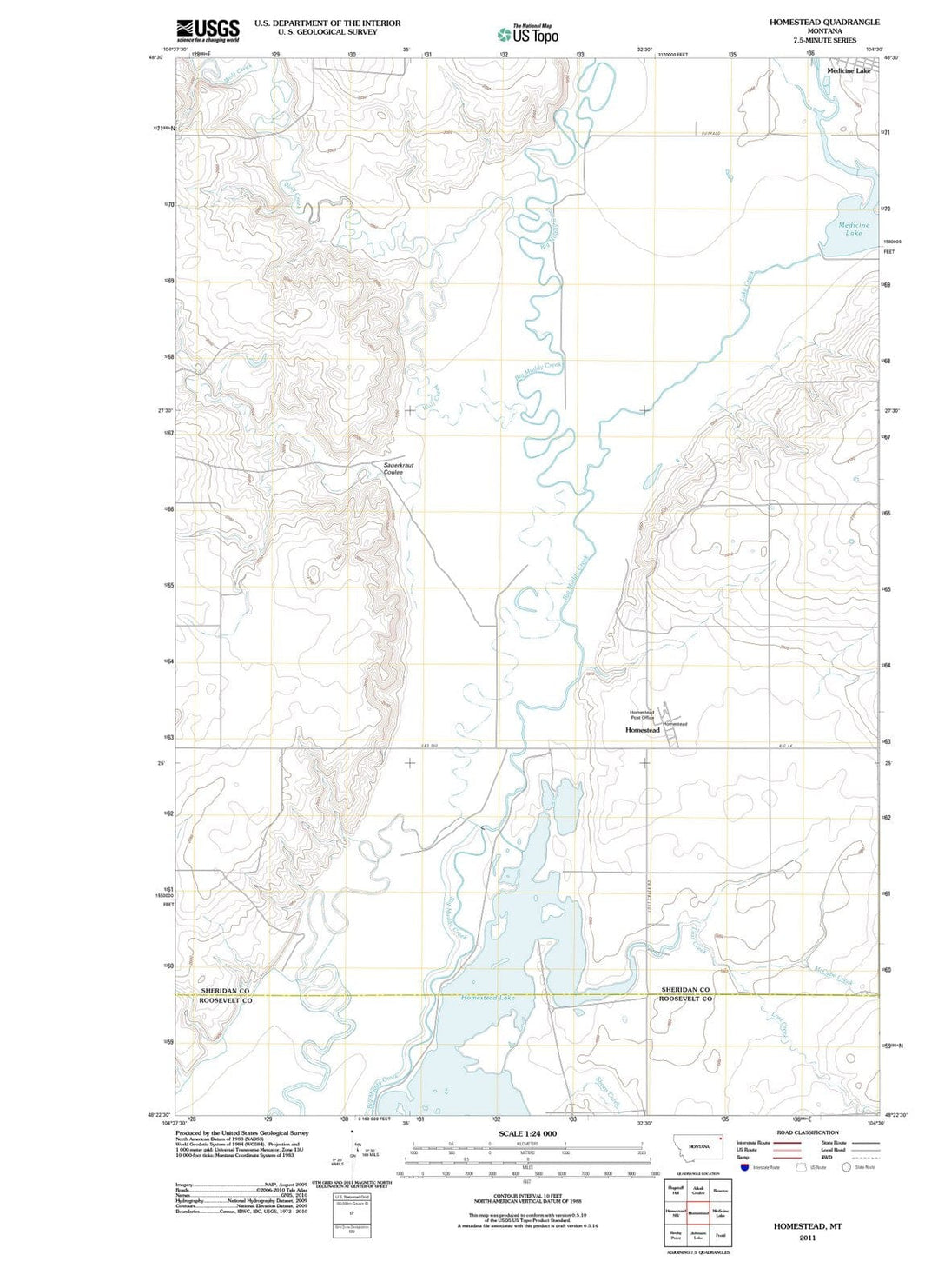 2011 Homestead, MT - Montana - USGS Topographic Map