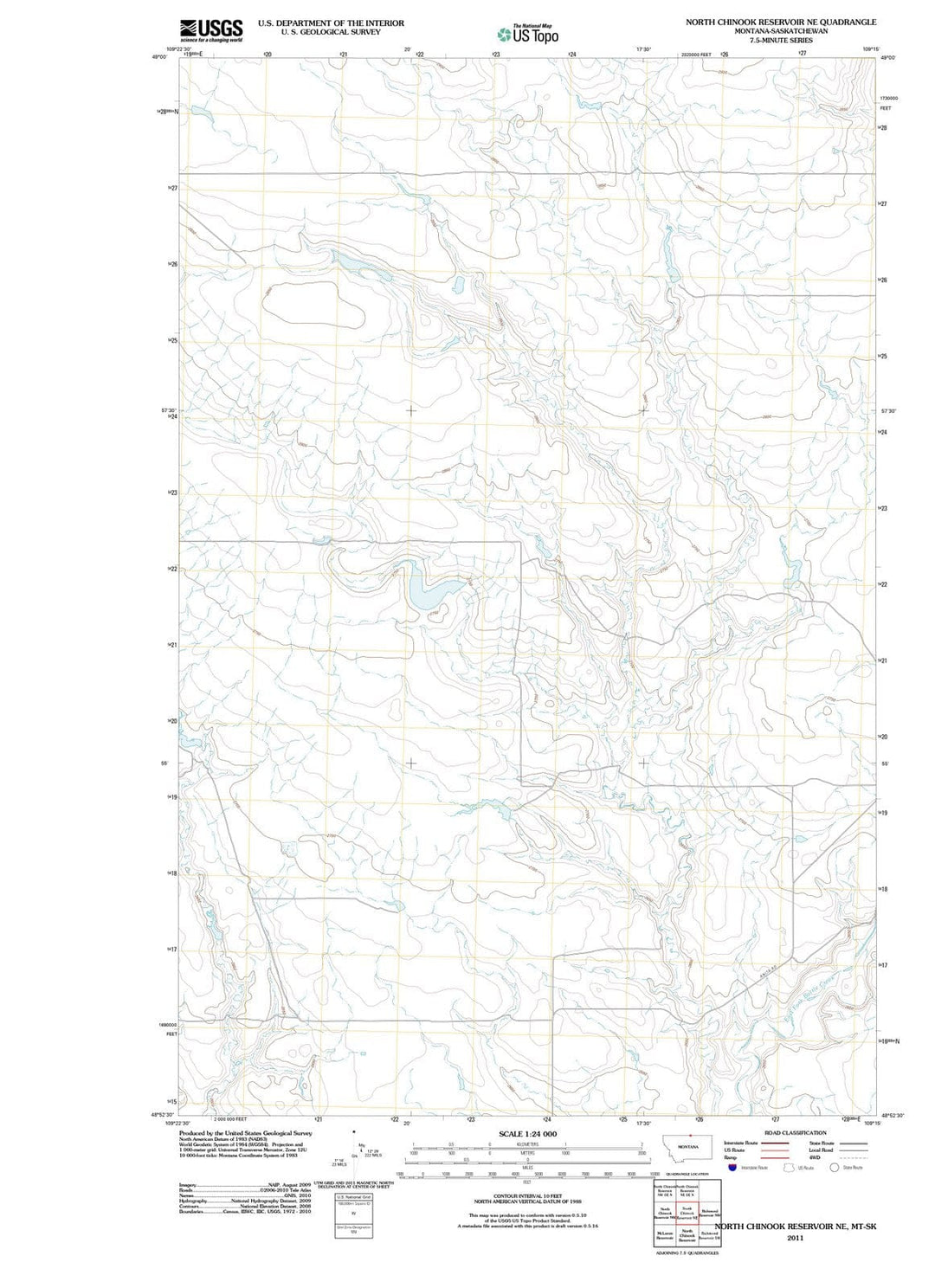 2011 North Chinook Reservoir, MT - Montana - USGS Topographic Map