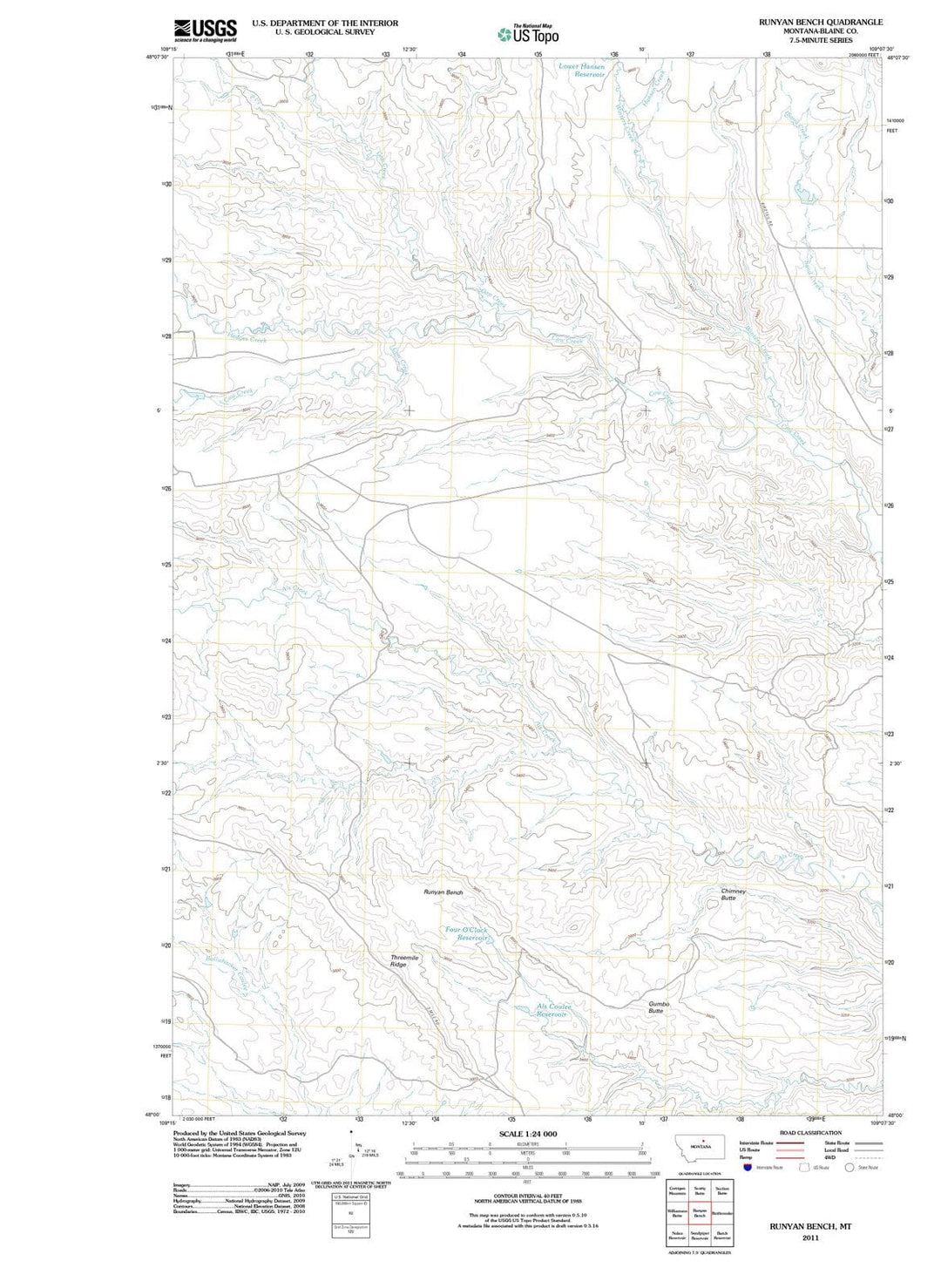 2011 Runyan Bench, MT - Montana - USGS Topographic Map