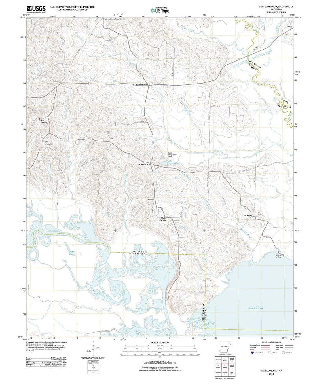 2011 Ben Lomond, AR - Arkansas - USGS Topographic Map