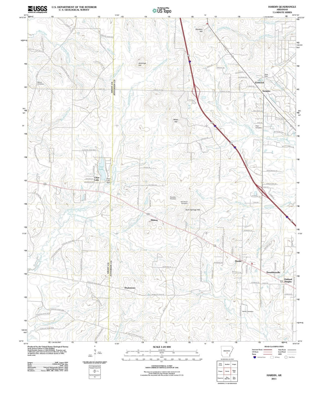 2011 Hardin, AR - Arkansas - USGS Topographic Map