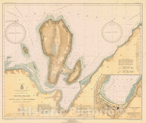 Historic Nautical Map - Grand Island South Coast Of Lake Superior, 1932 NOAA Chart - Vintage Wall Art