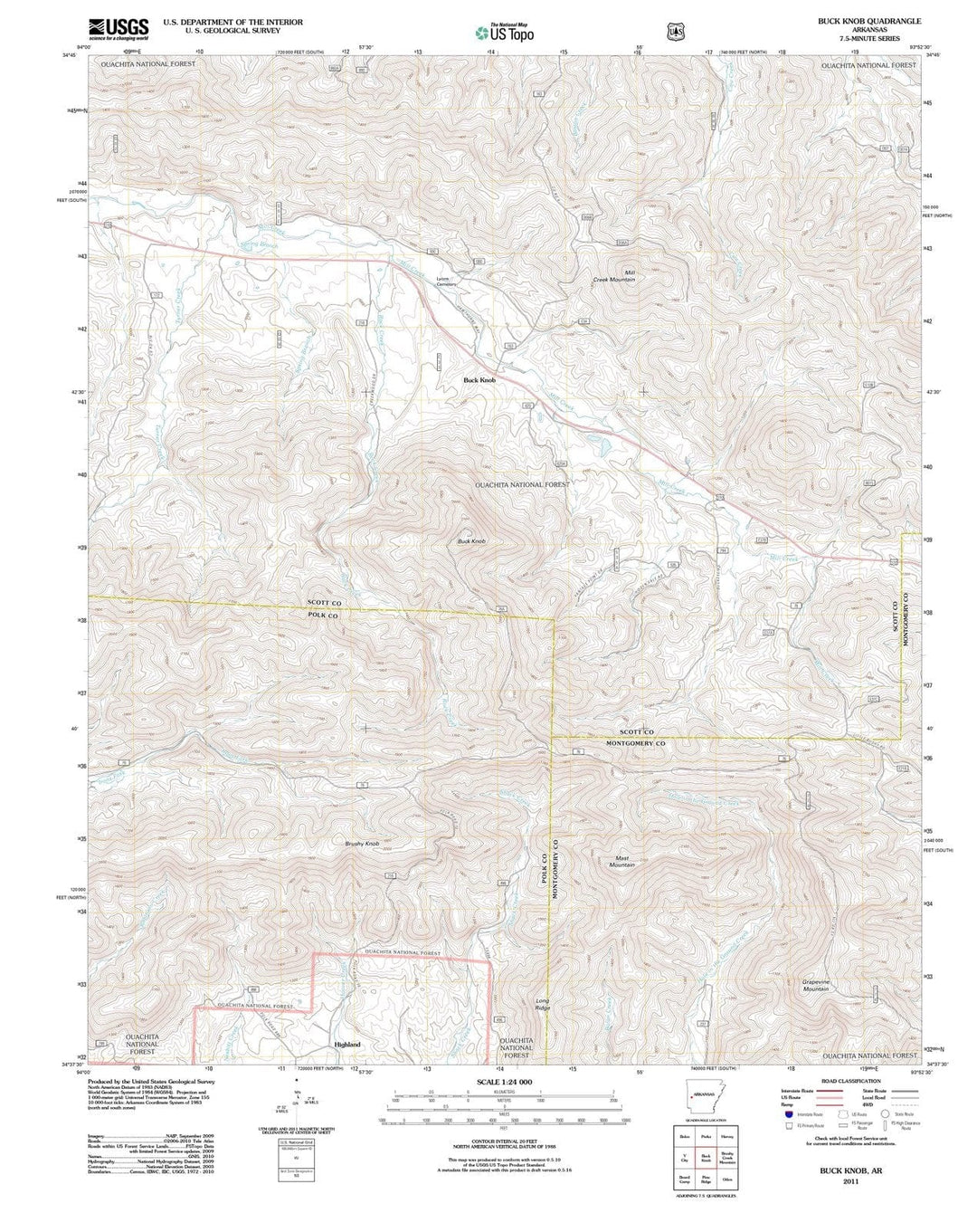 2011 Buck Knob, AR - Arkansas - USGS Topographic Map