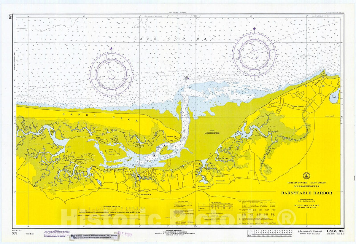 Barnstable Harbor 1971 Nautical Chart Map Print Historic Pictoric