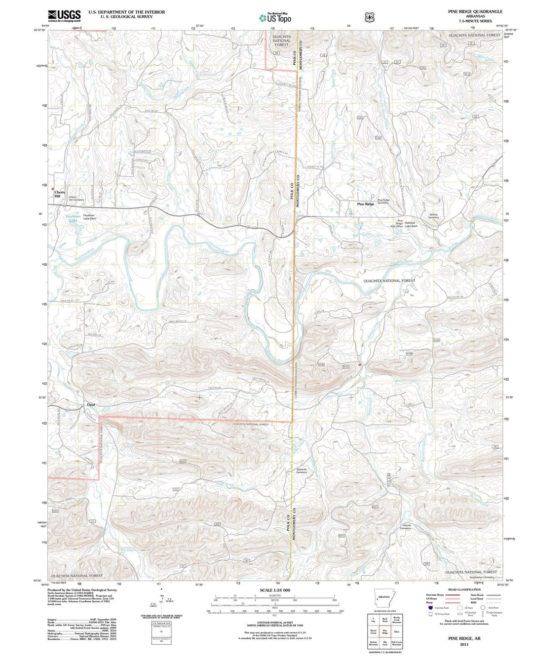2011 Pine Ridge, AR - Arkansas - USGS Topographic Map