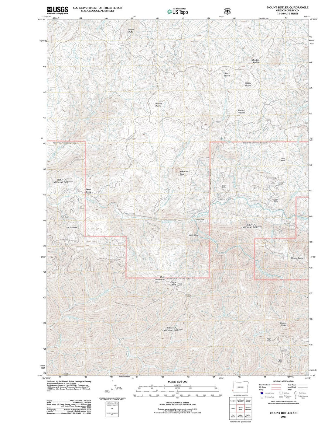 2011 Mount Butler, OR - Oregon - USGS Topographic Map