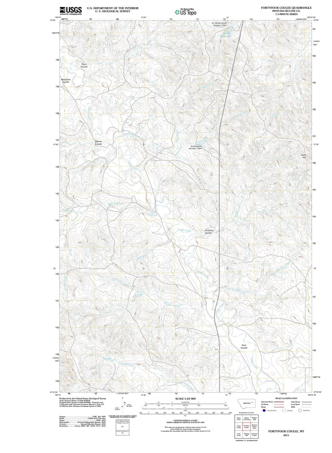 2011 Fortyfour Coulee, MT - Montana - USGS Topographic Map