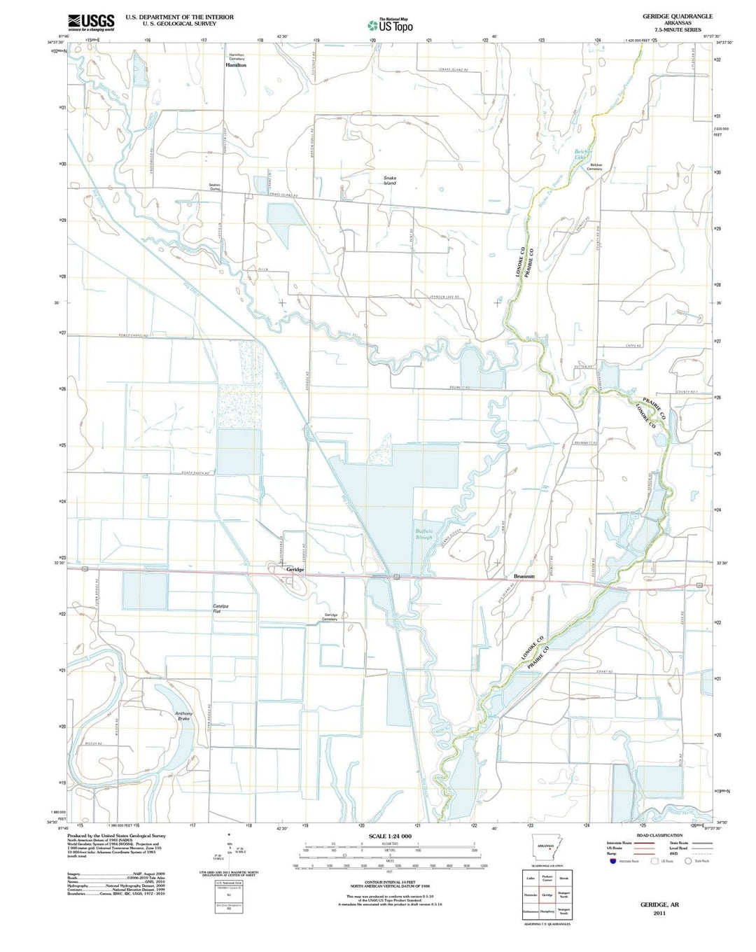 2011 Geridge, AR - Arkansas - USGS Topographic Map