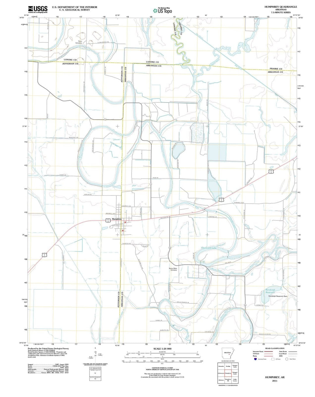 2011 Humphrey, AR - Arkansas - USGS Topographic Map