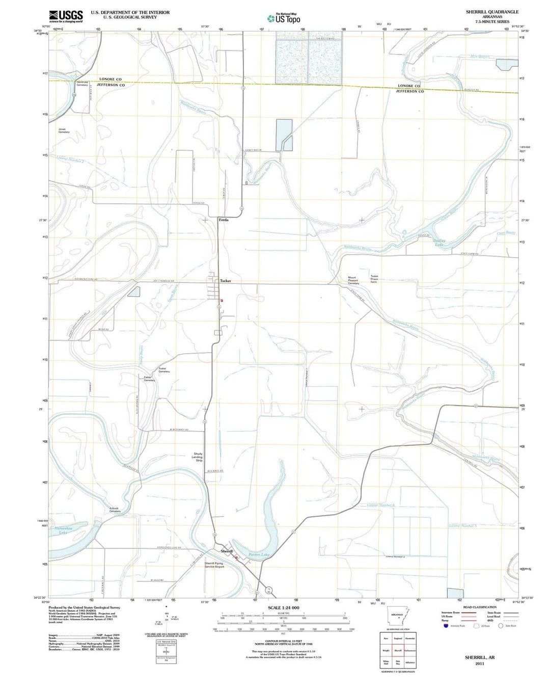 2011 Sherrill, AR - Arkansas - USGS Topographic Map