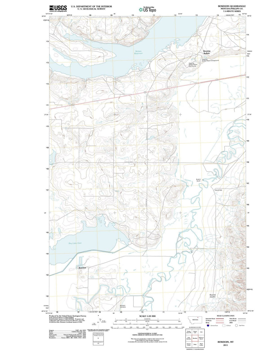 2011 Bowdoin, MT - Montana - USGS Topographic Map