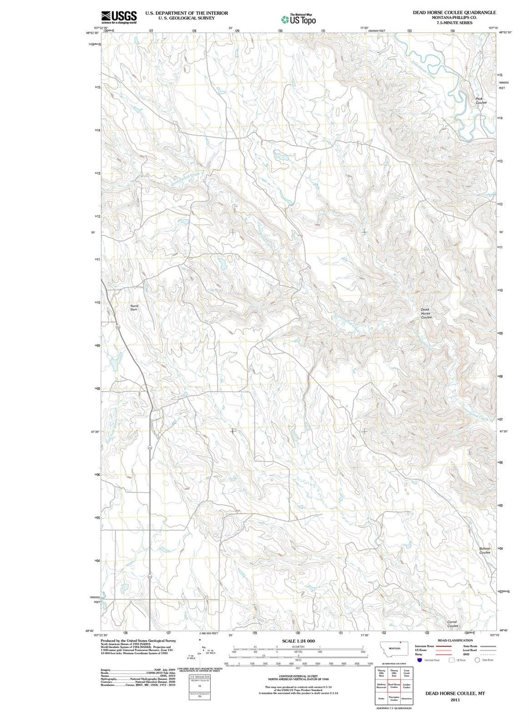 2011 Dead Horse Coulee, MT - Montana - USGS Topographic Map