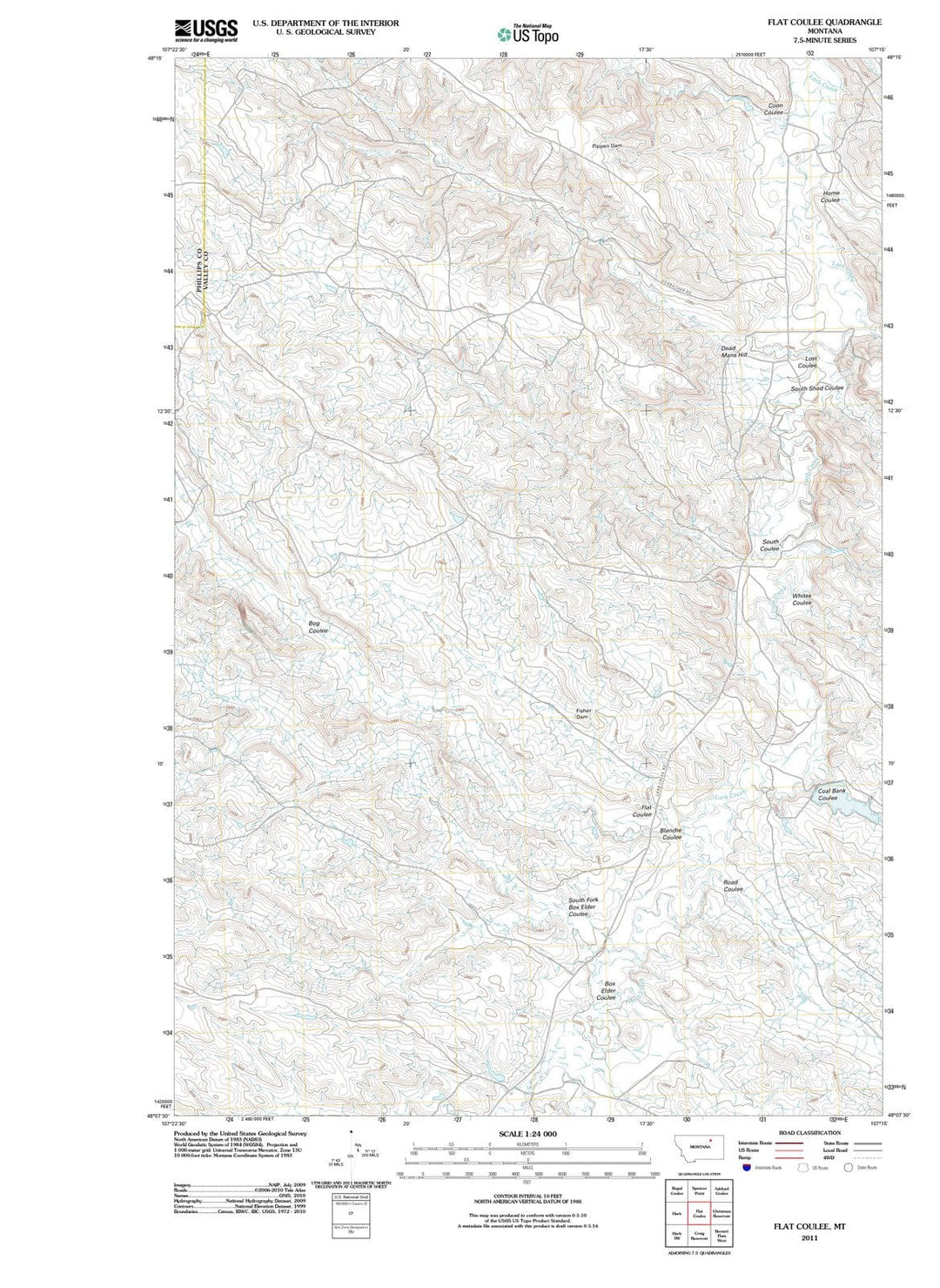 2011 Flat Coulee, MT - Montana - USGS Topographic Map